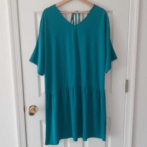 Eileen Fisher Dresses & Skirts - Eileen Fisher Turquoise V Neck Dress Size Medium